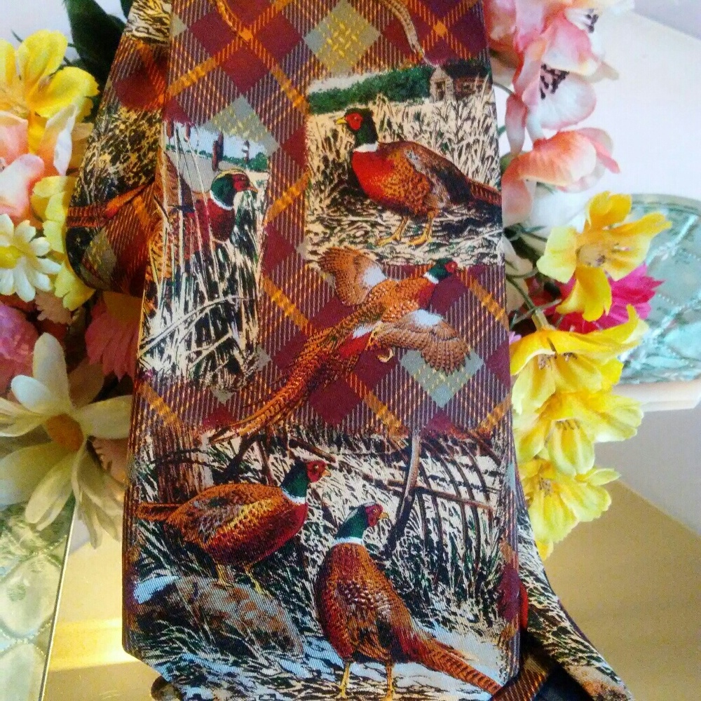 LANDS END SILK PHEASANT TIE